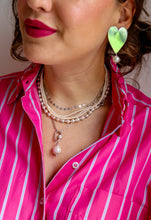 Load image into Gallery viewer, Luxury Line - MELANY HEART earrings with WHITE pearls - 925 SILVER