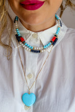 Carica l'immagine nel visualizzatore di Gallery, Pendente CUORE TURCHESE ORO - argento 925 placcato oro 18k