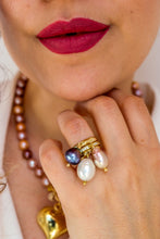 Load image into Gallery viewer, Precious Collection - GOLD DROP OF MOON ring - Deep Blue