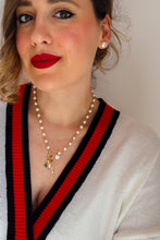 Load image into Gallery viewer, Precious Line - BUTTON Stud Earrings 925 Silver - Genuine WHITE Pearls - Large
