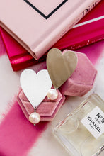 Load image into Gallery viewer, Luxury Line - MELANY HEART earrings with WHITE pearls - 925 SILVER