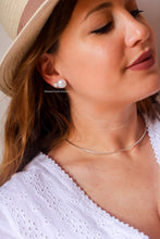 Load image into Gallery viewer, Precious Line - BUTTON Stud Earrings 925 Silver - Genuine WHITE Pearls - Large