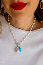 Carica l&#39;immagine nel visualizzatore di Gallery, COMBO Collana La Base + Pendente Perla Barocca + Pendente conchiglia turchese naturale
