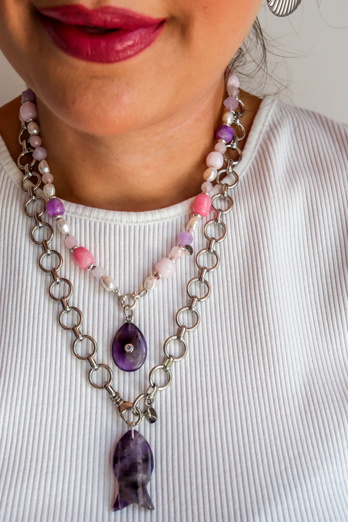 Ligne Mè·ro Bijoux - Pendentif CLÉ DE LUMIÈRE - Goutte Améthyste