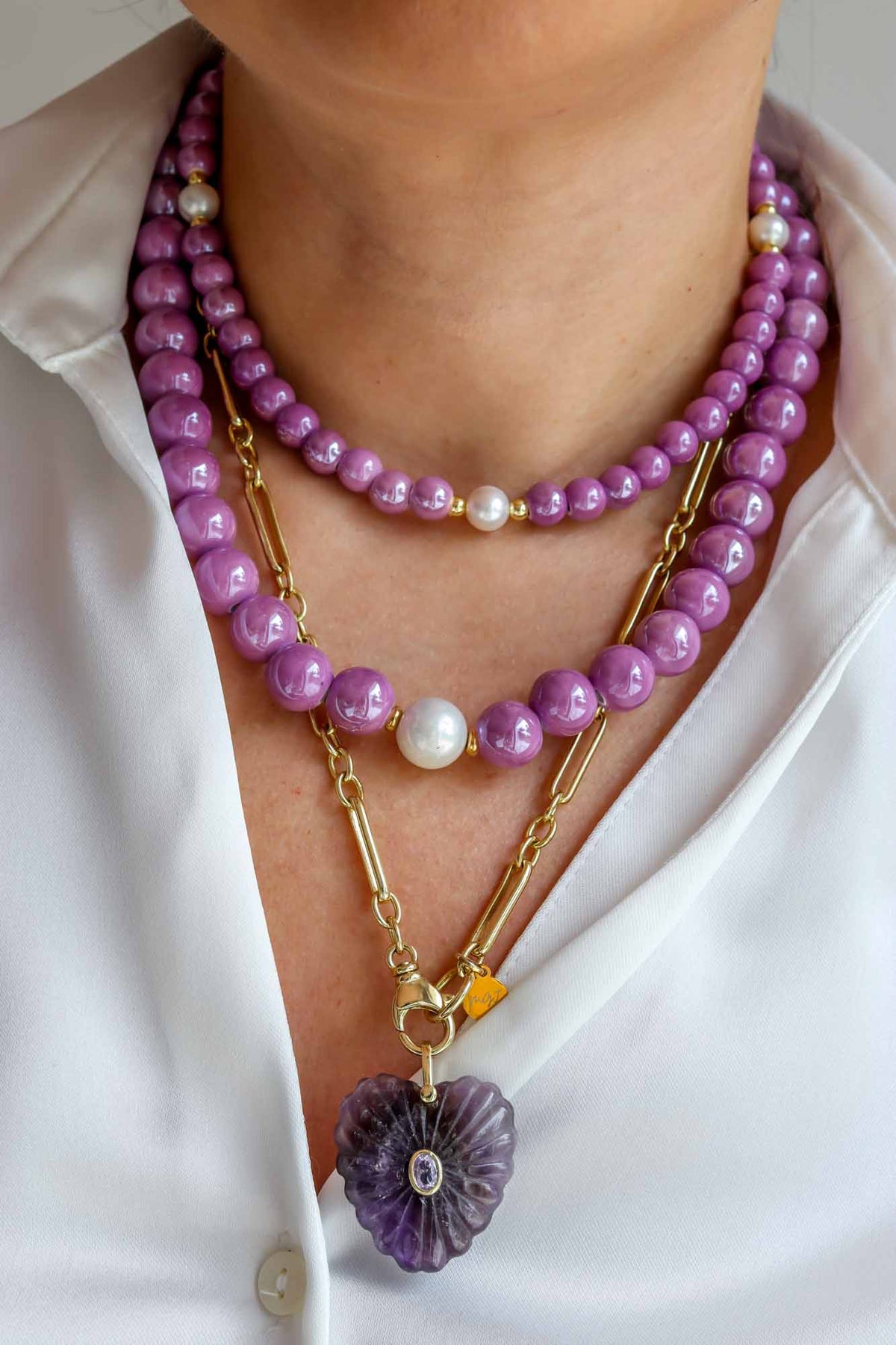 Linea Mè·ro Bijoux - Ciondoli CHIAVE DI LUCE - Cuore Maxi Ametista