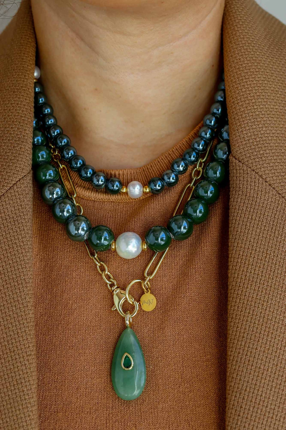 Linea Mè·ro Bijoux - Ciondolo CHIAVE DI LUCE - Goccia Avventurina