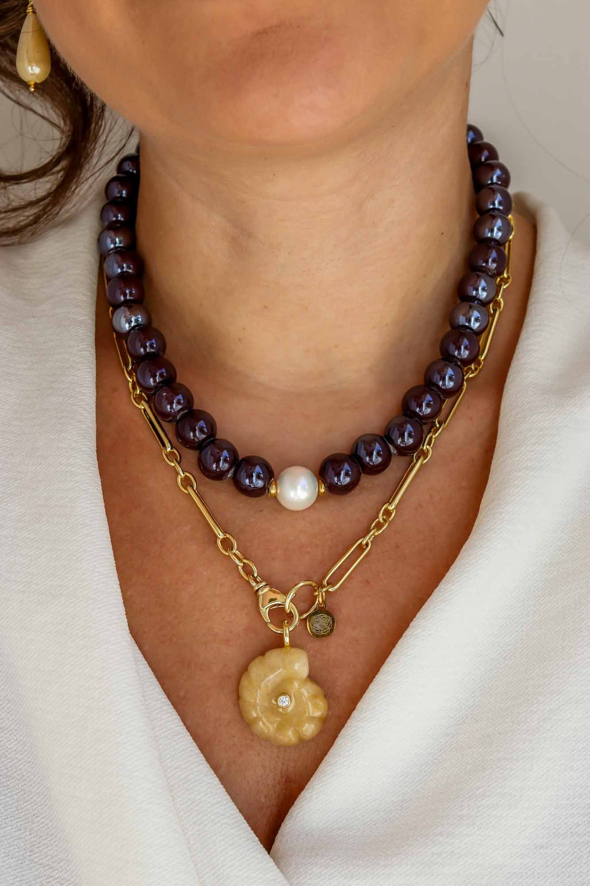Linea Mè·ro Bijoux - Ciondolo CHIAVE DI LUCE - Ammonite Calcite