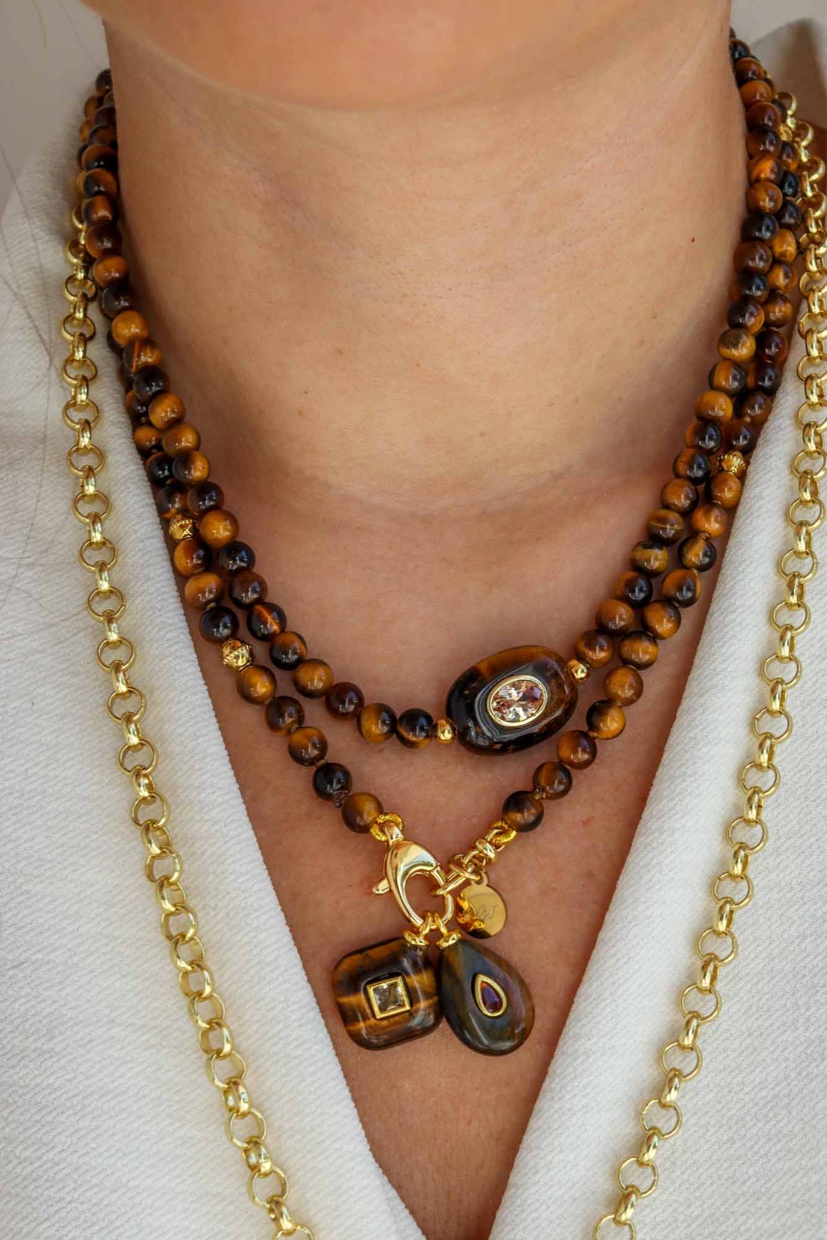 Linea Mè·ro Bijoux - Collana ESSENZA D'AUTUNNO - Occhio di tigre OVALE