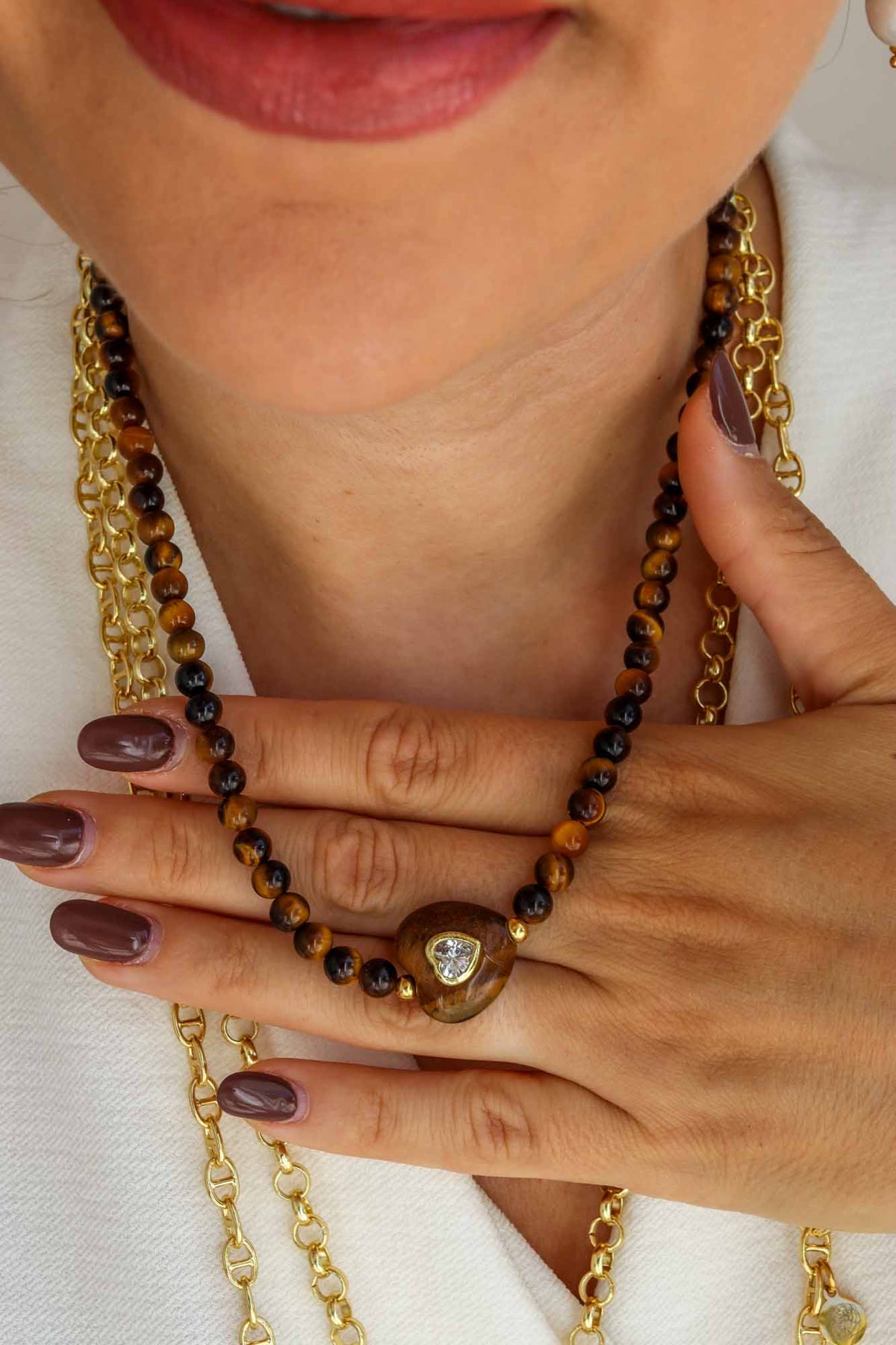 Linea Mè·ro Bijoux - Collana ESSENZA D'AUTUNNO - Occhio di tigre CUORE
