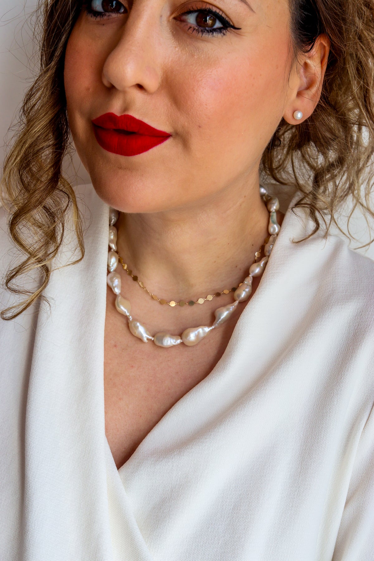 Boucles d'oreilles BOUTONS arg925 - BLANCHES - PETITES