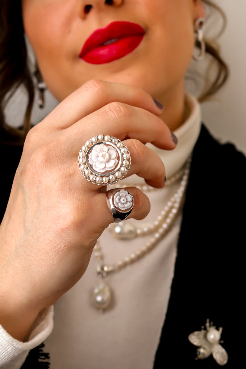 Anello CAMELIA LADY cornice perle - argento 925