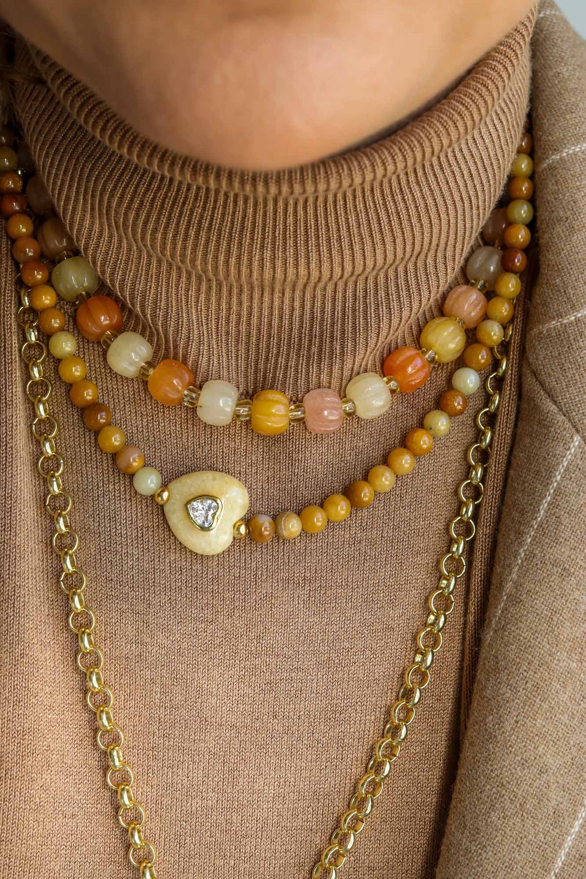 Linea Mè·ro Bijoux - Collana ESSENZA D'AUTUNNO - Calcite/Giada