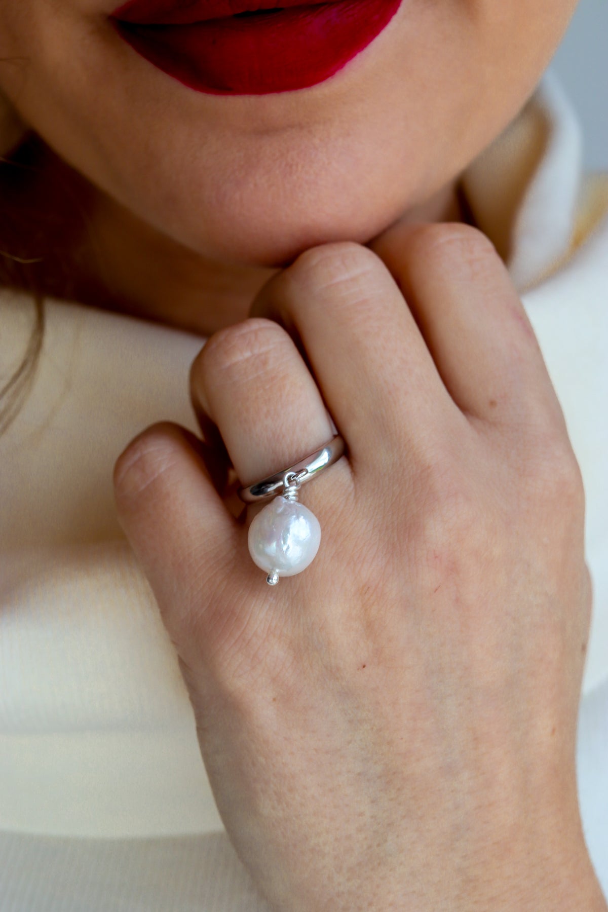 Ligne Precious - Bague GOUTTE DE LUNE - Blanche