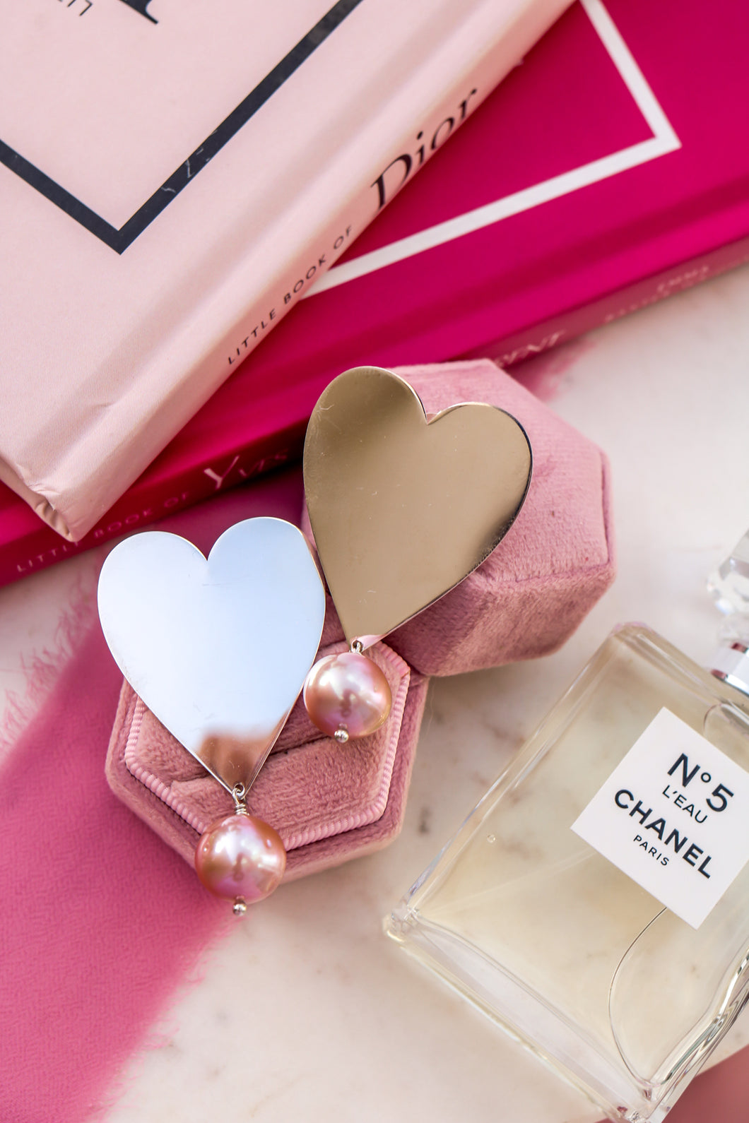 Orecchini CUORE MELANY perle ROSA EDIZIONE LIMITATA - ARGENTO 925