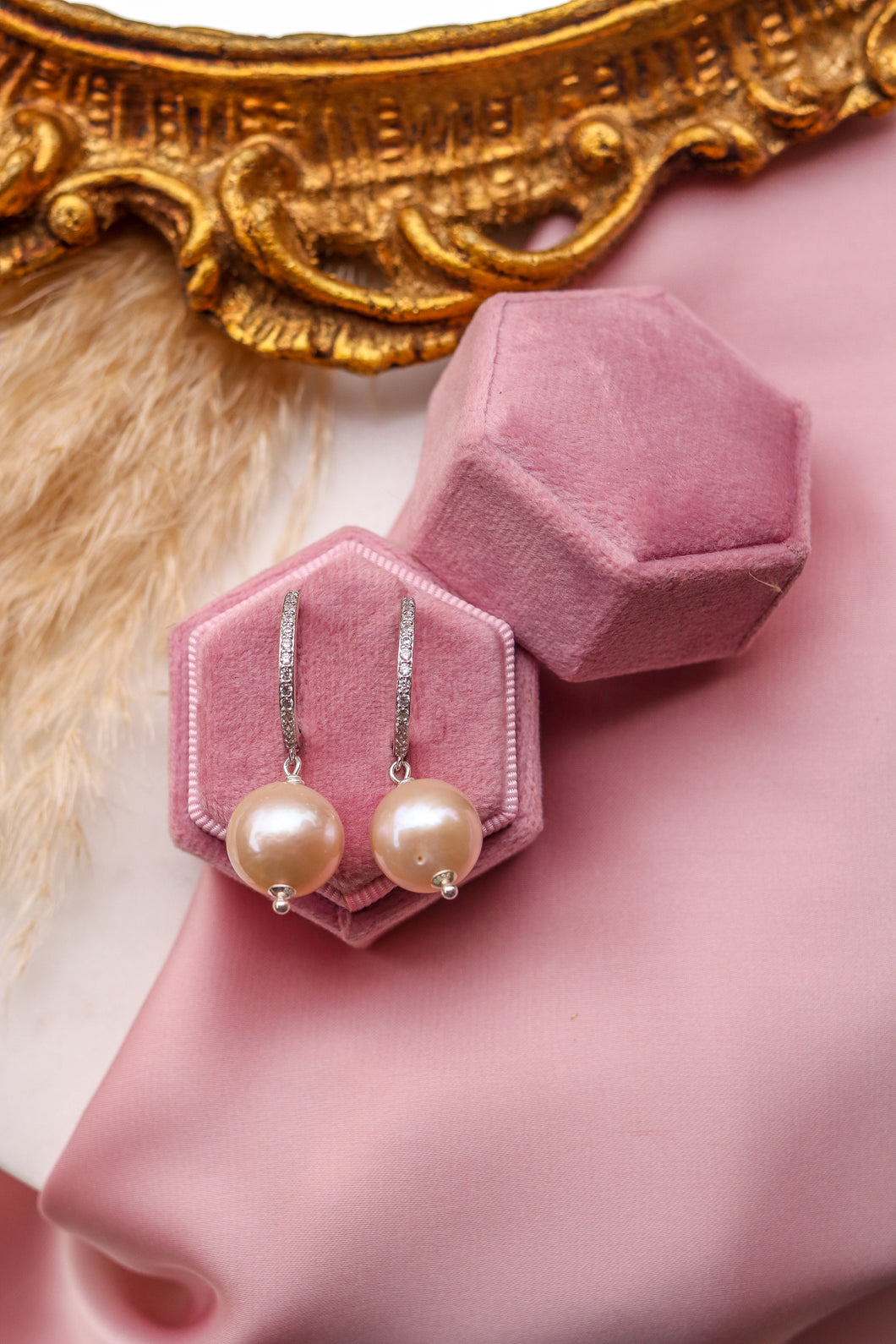 Orecchini NADINE - argento 925 e Perle EDISON di colore rosa