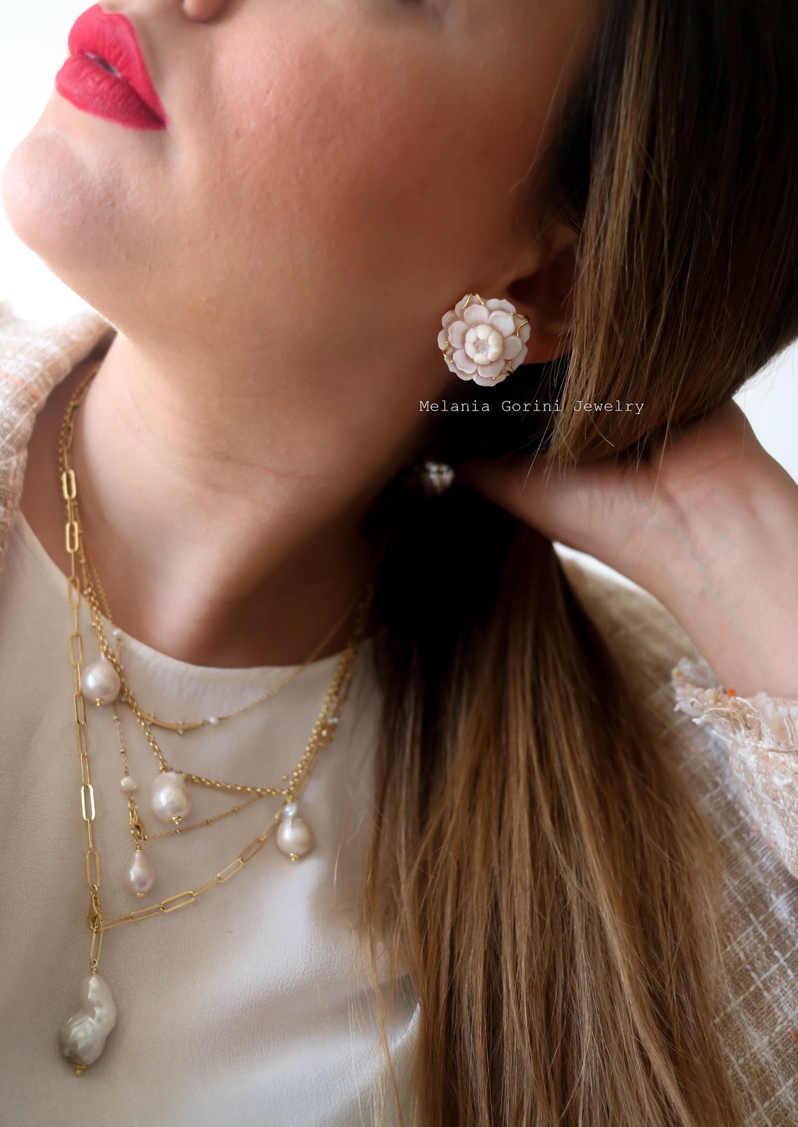 Ligne Luxury - Boucles d'oreilles CAMÉLIA OR - GRANDES